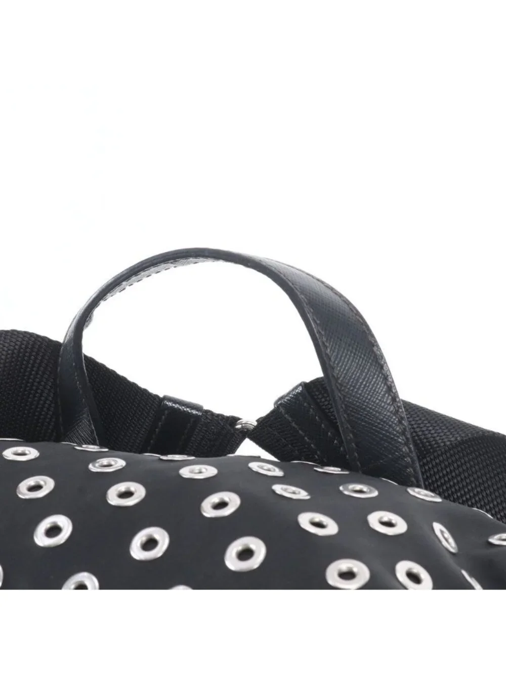 Prada Tessuto Nylon Perforated Leather Backpack Black